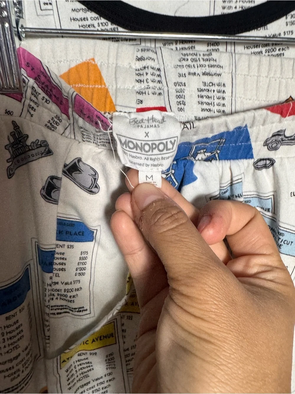 Bed Head Pajamas let’s play Monopoly Organic Size M